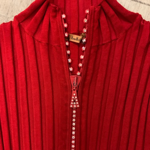 Belldini | Sweaters | Belldini Red Cardigan With Rhinestone Zipper | Poshmark